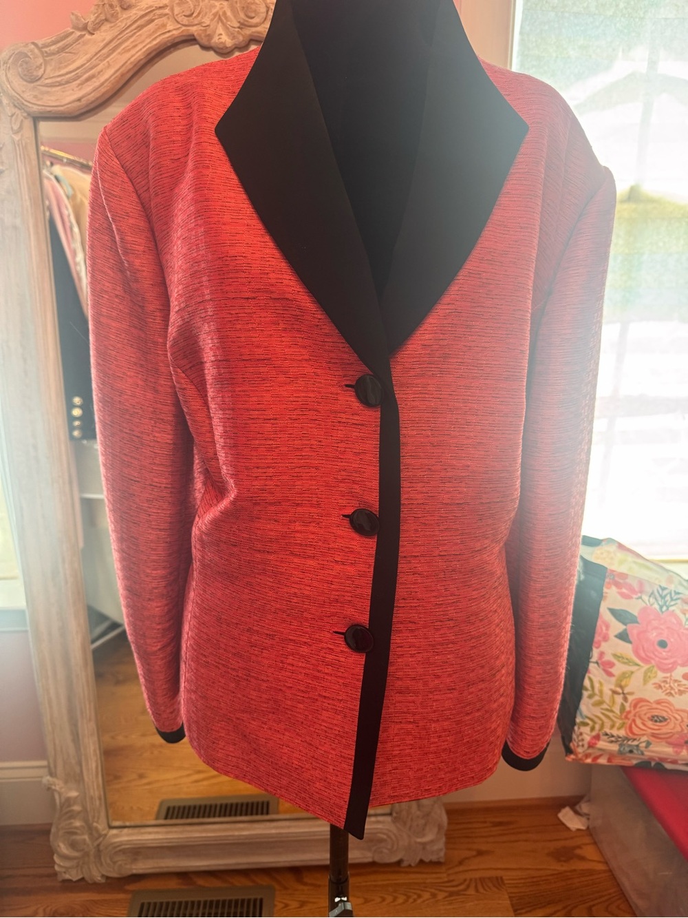 Women's Fuchsia Blazer with Contrast black Trim